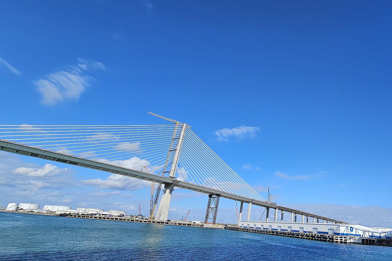 The new cable-stayed Corpus Christi Harbor Bridge nearing completion