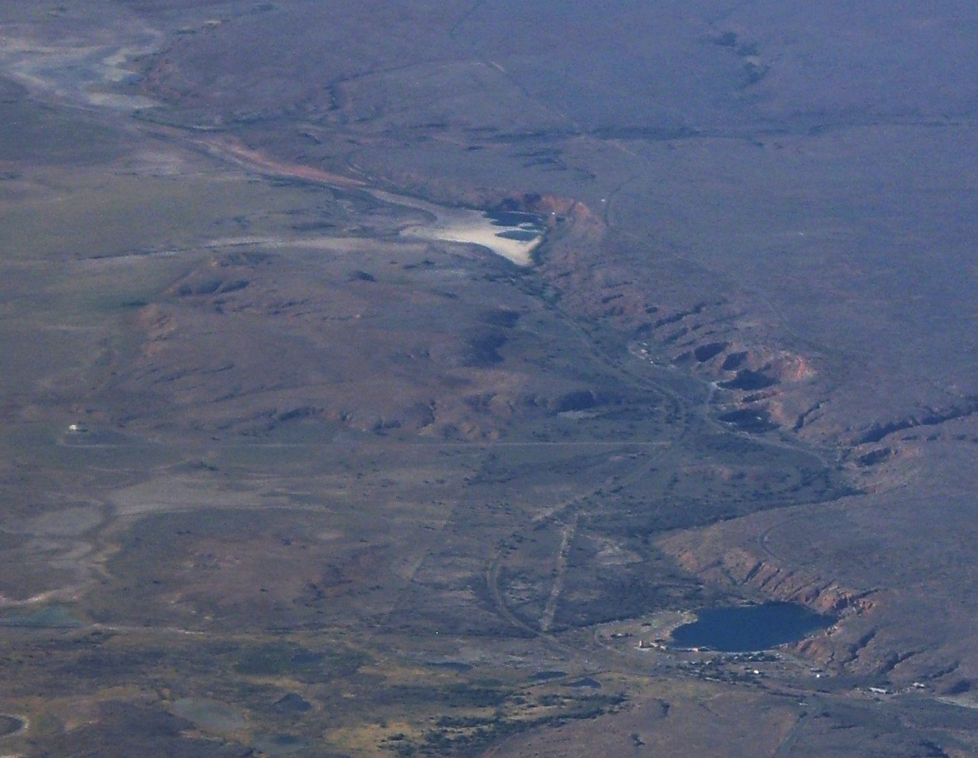 Aerial view of the sinkhole lakes at Bottomless Lakes State Park